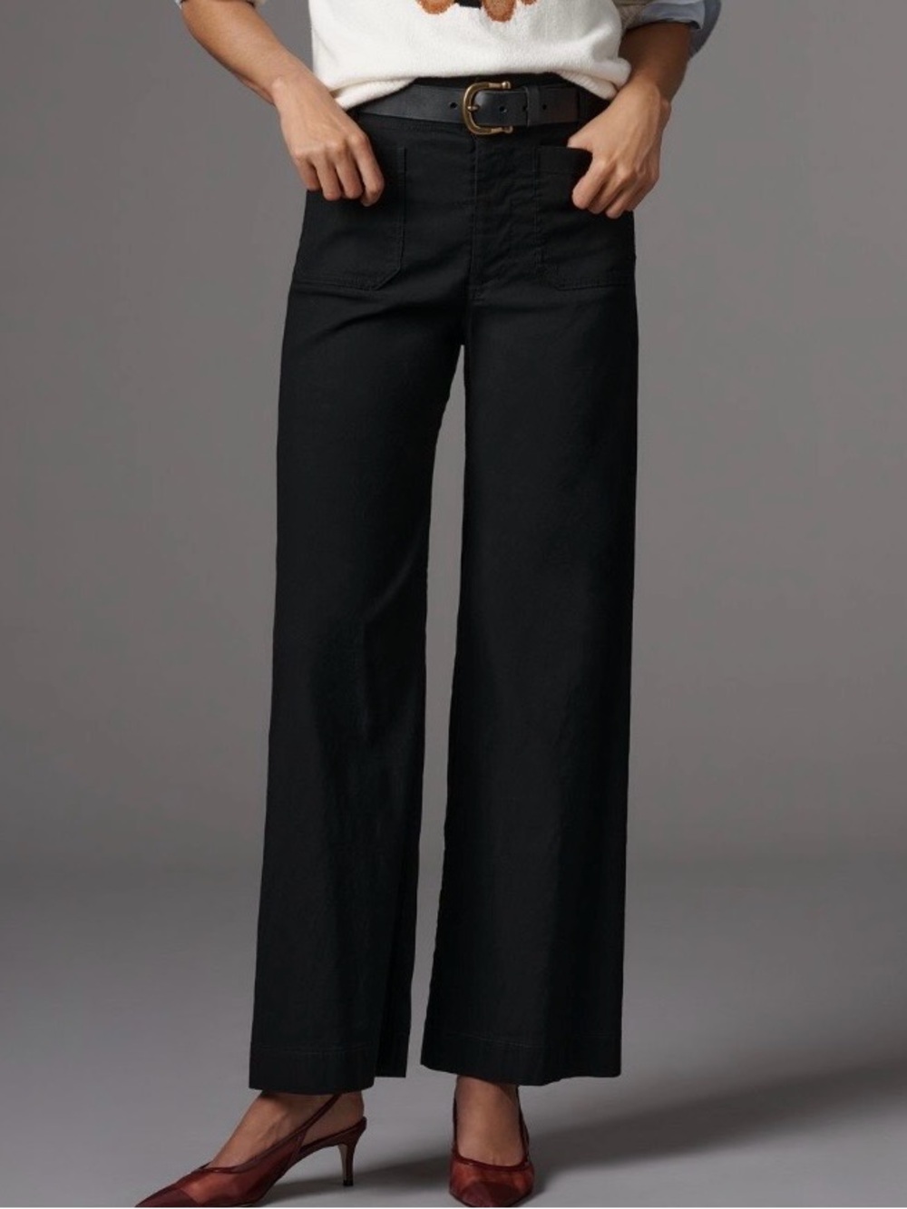 Maeve Black High-Rise Petite Trousers with Contrast Stitch - Picture 1 of 10
